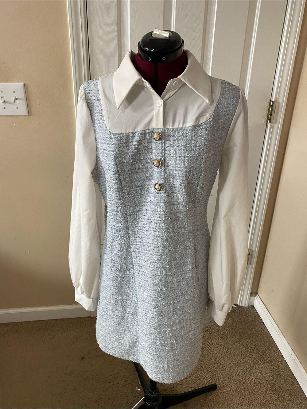 Light Blue Tweed Dress